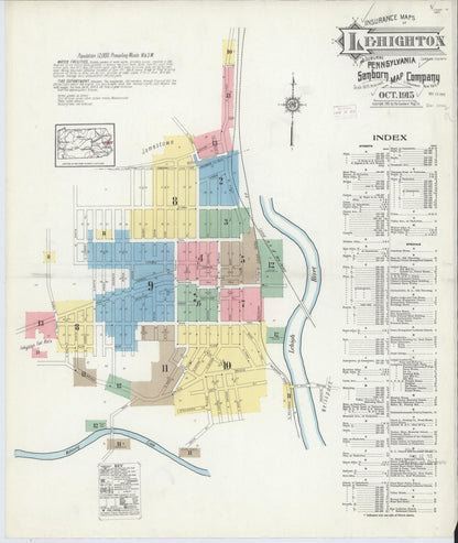 Sanborn Fire Insurance Map from Lehighton, Carbon County, Pennsylvania (1915), Sheet #0001 - Complete Map Set gallery image, historic Sanborn map, vintage wall art, Pennsylvania Pennsylvania