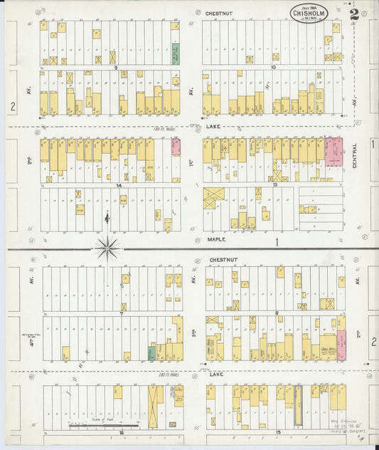 Sanborn Fire Insurance Map from Chisholm, Saint Louis County, Minnesota (1904), Sheet #0002 - Historic Sanborn Fire Insurance Map Print, vintage old map wall art, antique decor, genealogy gift, Minnesota Minnesota map