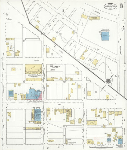 Sanborn Fire Insurance Map from Harlowton, Wheatland County, Montana (1921), Sheet #0003 - Complete Map Set gallery image, historic Sanborn map, vintage wall art, Montana Montana
