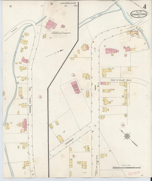 Sanborn Fire Insurance Map from Schaghticoke, Rensselaer County, New York (1938), Sheet #0004 - Historic Sanborn Fire Insurance Map Print, vintage old map wall art, antique decor, genealogy gift, New York New York map
