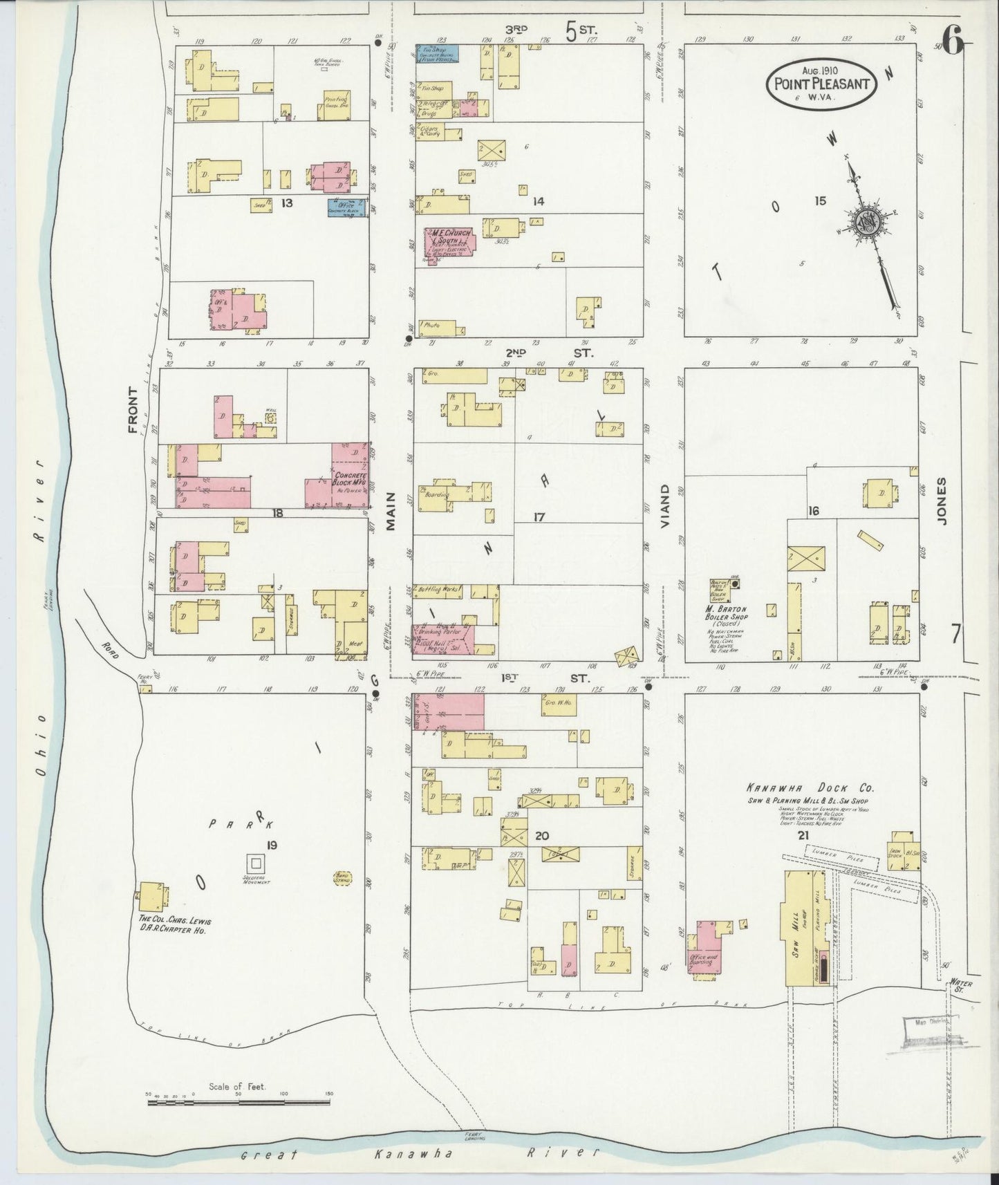 Sanborn Fire Insurance Map from Point Pleasant, Mason County, West Virginia (1910), Sheet #0006 - Complete Map Set gallery image, historic Sanborn map, vintage wall art, West Virginia West Virginia