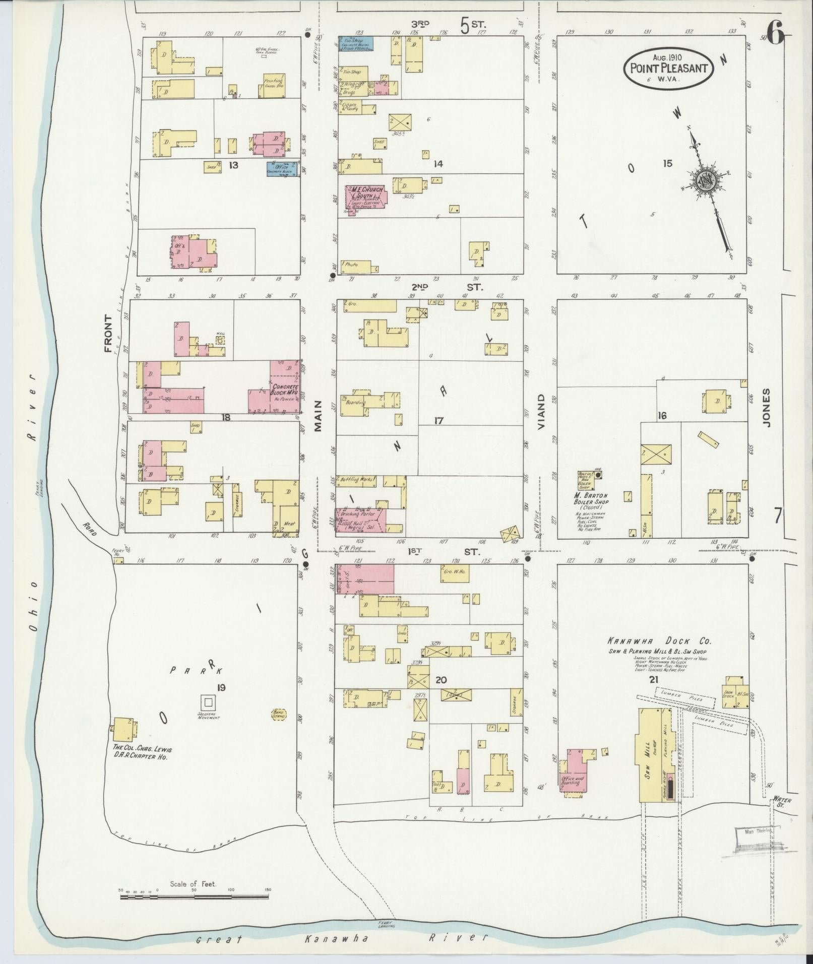 Sanborn Fire Insurance Map from Point Pleasant, Mason County, West Virginia (1910), Sheet #0006 - Complete Map Set gallery image, historic Sanborn map, vintage wall art, West Virginia West Virginia