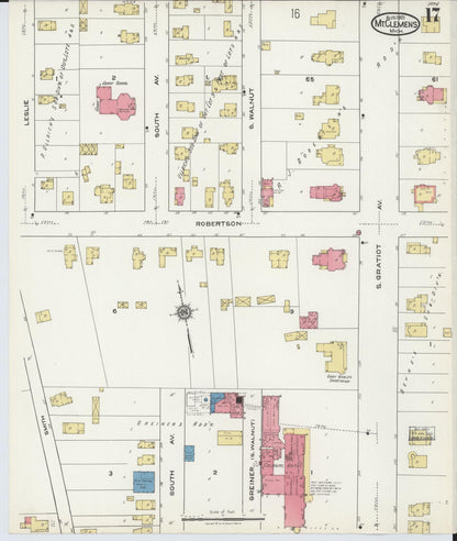 Sanborn Fire Insurance Map from Mount Clemens, Macomb County, Michigan (1921), Sheet #0017 - Historic Sanborn Fire Insurance Map Print, vintage old map wall art, antique decor, genealogy gift, Michigan Michigan map