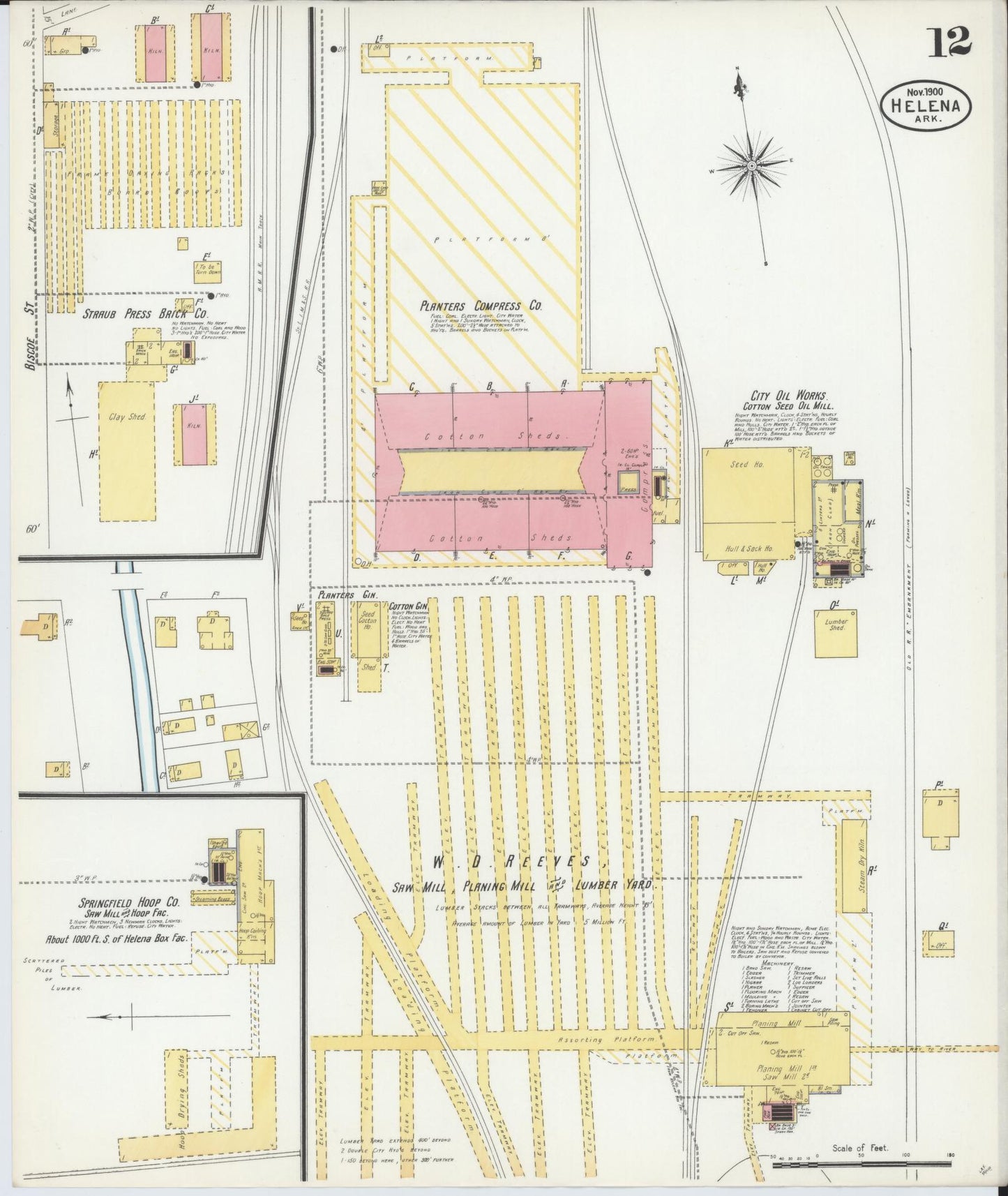 Sanborn Fire Insurance Map from Helena, Phillips County, Arkansas (1900), Sheet #0012 - Complete Map Set gallery image, historic Sanborn map, vintage wall art, Arkansas Arkansas