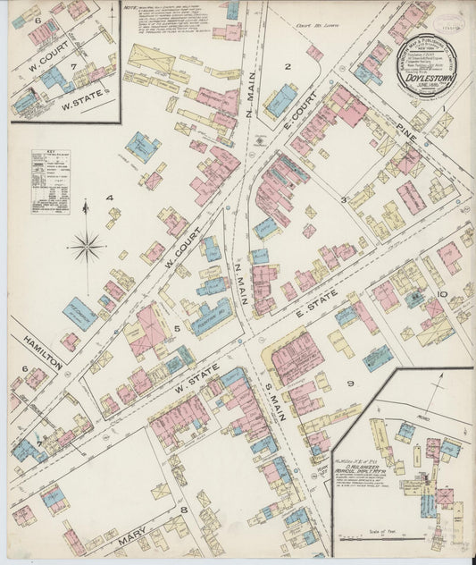 Sanborn Fire Insurance Map from Doylestown, Bucks County, Pennsylvania (1885), Sheet #0001 - Historic Sanborn Fire Insurance Map Print, vintage old map wall art, antique decor, genealogy gift, Pennsylvania Pennsylvania map