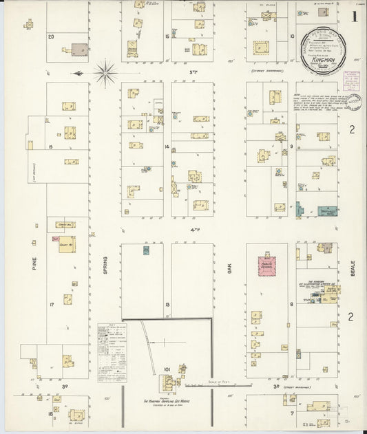 Sanborn Fire Insurance Map from Kingman, Mohave County, Arizona (1901), Sheet #0001 - Complete Map Set gallery image, historic Sanborn map, vintage wall art, Arizona Arizona