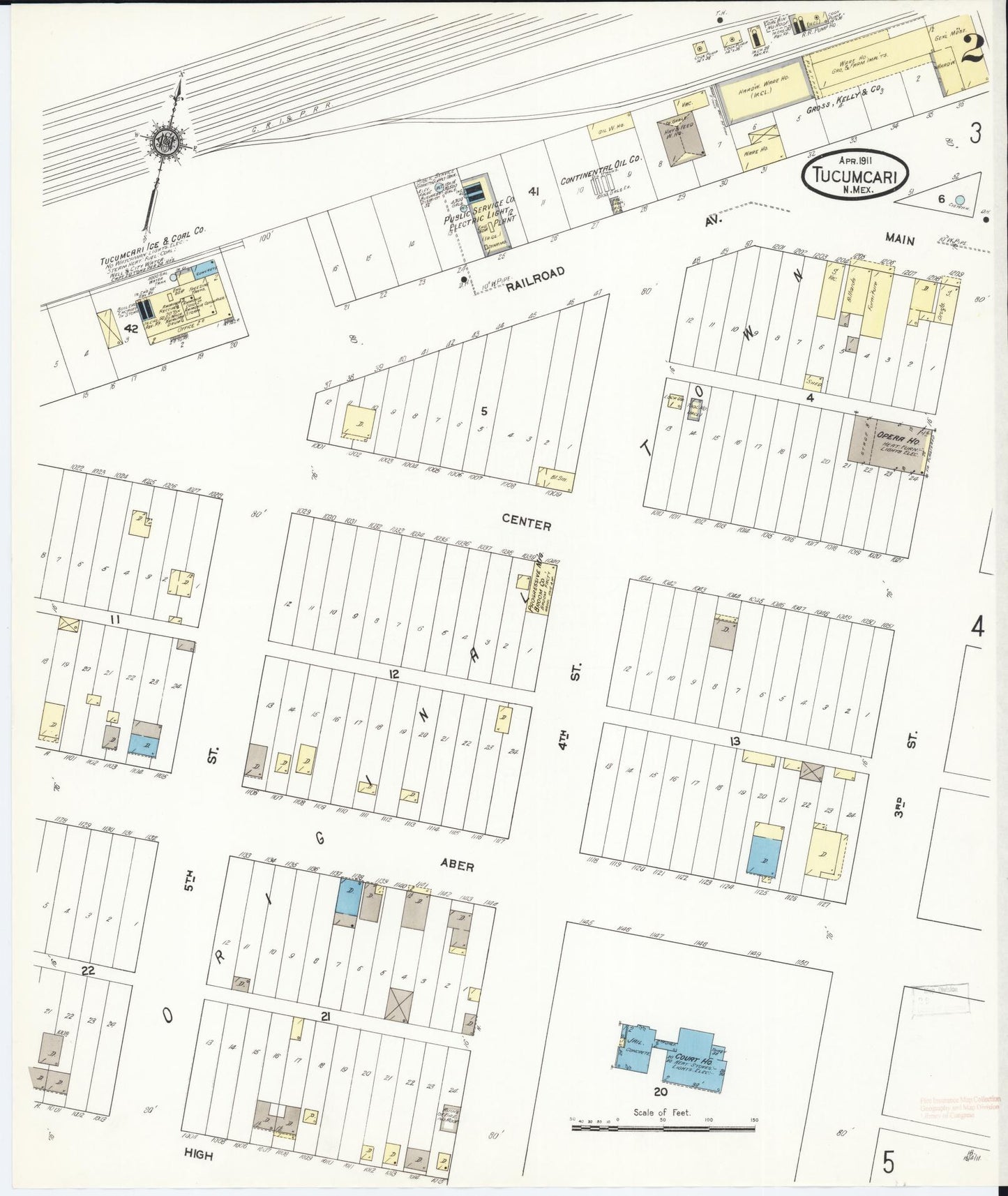 Sanborn Fire Insurance Map from Tucumcari, Quay County, New Mexico (1911), Sheet #0002 - Complete Map Set gallery image, historic Sanborn map, vintage wall art, New Mexico New Mexico