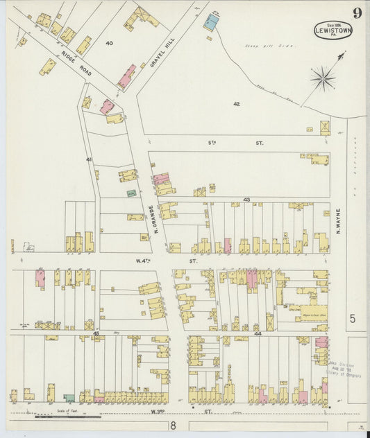 Sanborn Fire Insurance Map from Lewistown, Mifflin County, Pennsylvania (1896), Sheet #0009 - Historic Sanborn Fire Insurance Map Print, vintage old map wall art, antique decor, genealogy gift, Pennsylvania Pennsylvania map