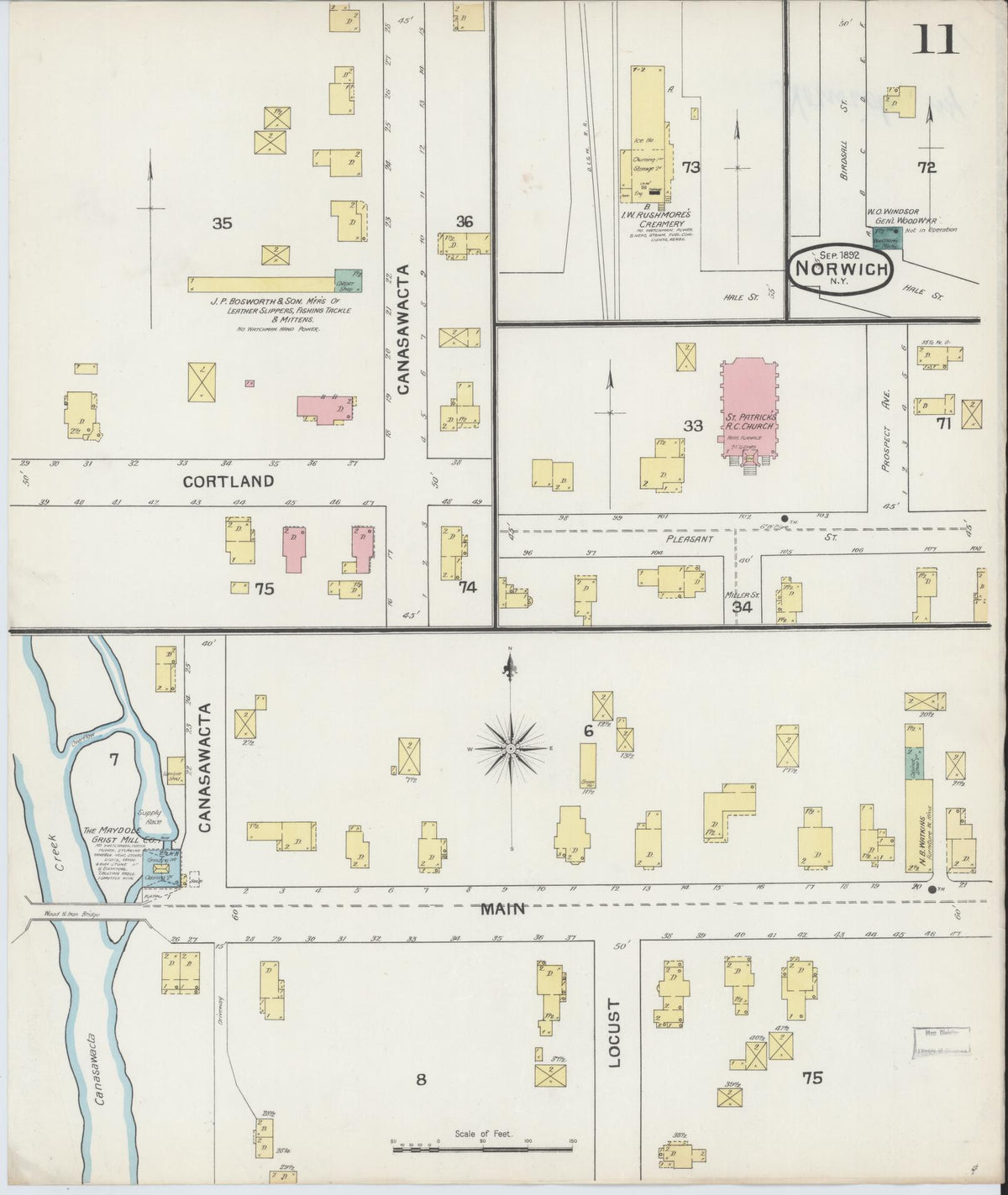 Sanborn Fire Insurance Map from Norwich, Chenango County, New York (1892), Sheet #0011 - Complete Map Set gallery image, historic Sanborn map, vintage wall art, New York New York