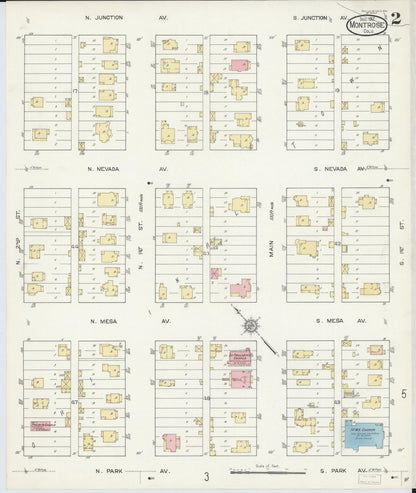 Sanborn Fire Insurance Map from Montrose, Montrose County, Colorado (1912), Sheet #0002 - Complete Map Set gallery image, historic Sanborn map, vintage wall art, Colorado Colorado