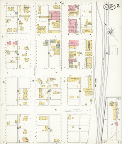 Sanborn Fire Insurance Map from Cheney, Spokane County, Washington (1905), Sheet #0005 - Complete Map Set gallery image, historic Sanborn map, vintage wall art, Washington Washington