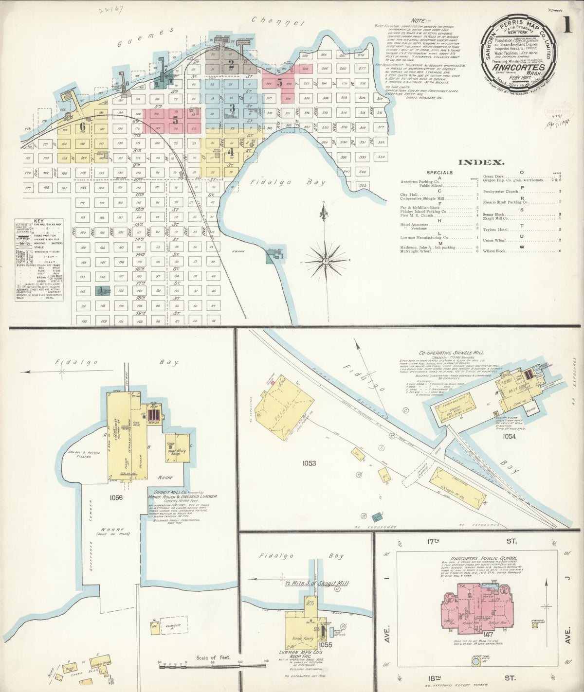 Sanborn Fire Insurance Map from Anacortes, Skagit County, Washington (1897), Sheet #0001 - Complete Map Set gallery image, historic Sanborn map, vintage wall art, Washington Washington