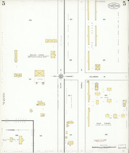 Sanborn Fire Insurance Map from Fontana, San Bernardino County, California (1926), Sheet #0005 - Historic Sanborn Fire Insurance Map Print, vintage old map wall art, antique decor, genealogy gift, California California map