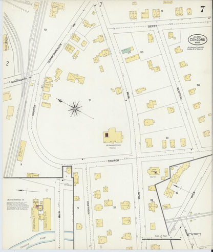 Sanborn Fire Insurance Map from Concord, Middlesex County, Massachusetts (1903), Sheet #0007 - Historic Sanborn Fire Insurance Map Print, vintage old map wall art, antique decor, genealogy gift, Massachusetts Massachusetts map