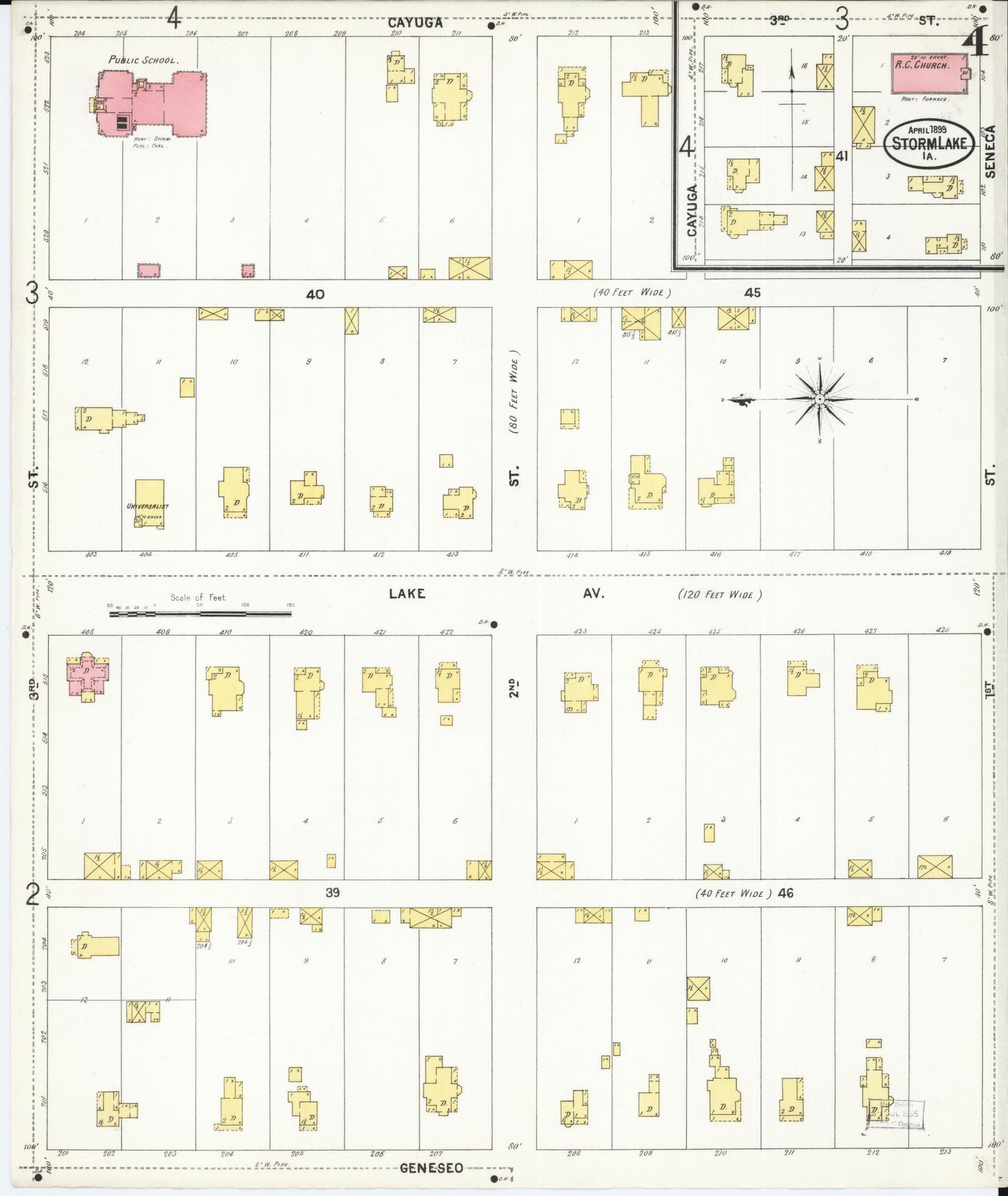 Sanborn Fire Insurance Map from Storm Lake, Buena Vista County, Iowa (1899), Sheet #0004 - Historic Sanborn Fire Insurance Map Print, vintage old map wall art