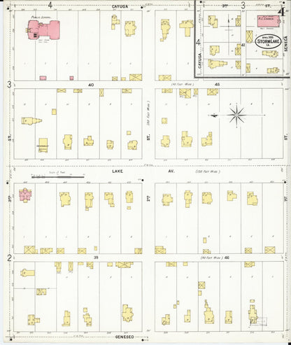 Sanborn Fire Insurance Map from Storm Lake, Buena Vista County, Iowa (1899), Sheet #0004 - Historic Sanborn Fire Insurance Map Print, vintage old map wall art