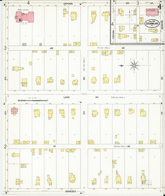 Sanborn Fire Insurance Map from Storm Lake, Buena Vista County, Iowa (1899), Sheet #0004 - Historic Sanborn Fire Insurance Map Print, vintage old map wall art