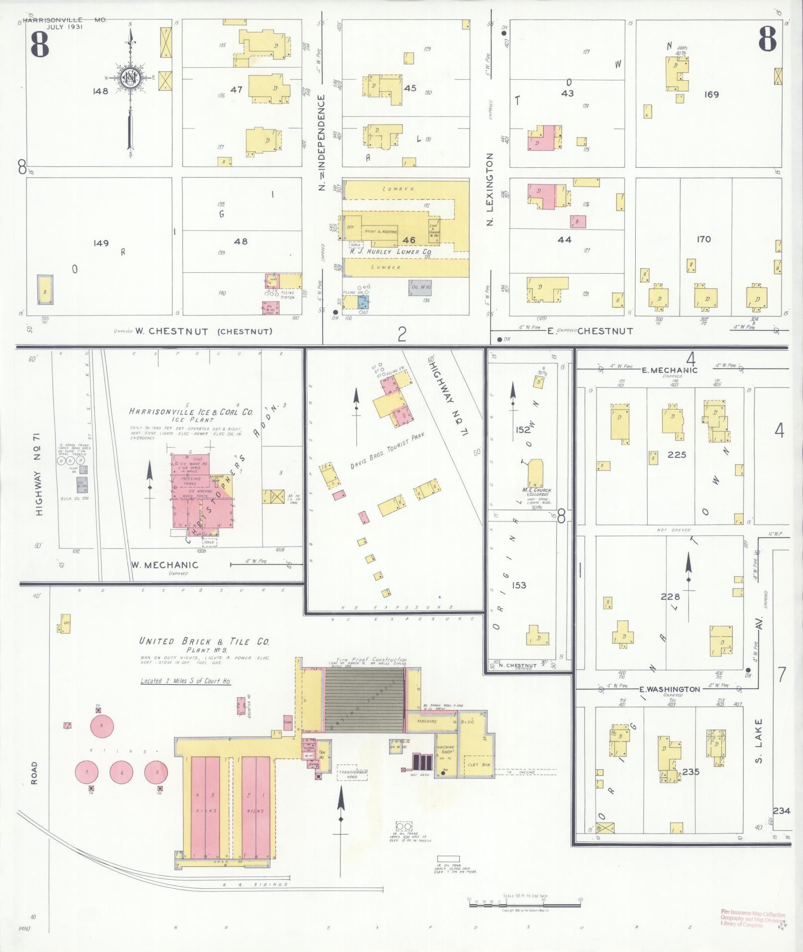 Sanborn Fire Insurance Map from Harrisonville, Cass County, Missouri (1931), Sheet #0008 - Complete Map Set gallery image, historic Sanborn map, vintage wall art, Missouri Missouri