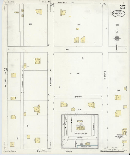 Sanborn Fire Insurance Map from Freeport, Nassau County, New York (1910), Sheet #0027 - Historic Sanborn Fire Insurance Map Print, vintage old map wall art, antique decor, genealogy gift, New York New York map