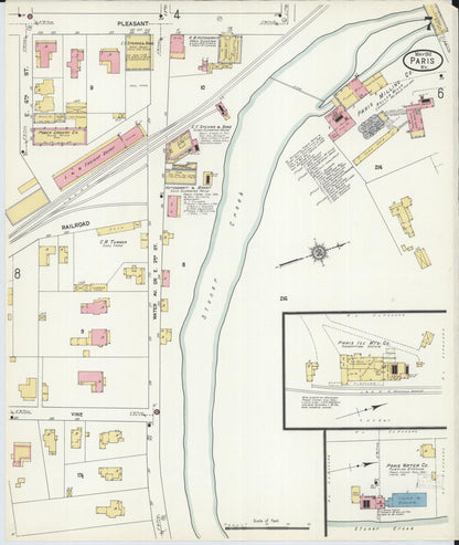 Sanborn Fire Insurance Map from Paris, Bourbon County, Kentucky (1912), Sheet #0007 - Complete Map Set gallery image, historic Sanborn map, vintage wall art, Kentucky Kentucky