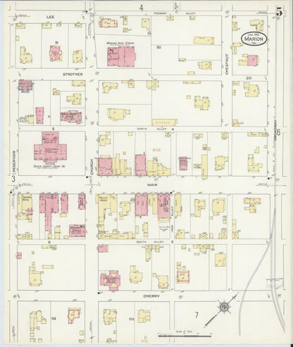 Sanborn Fire Insurance Map from Marion, Smyth County, Virginia (1913), Sheet #0005 - Complete Map Set gallery image, historic Sanborn map, vintage wall art, Virginia Virginia