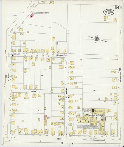 Sanborn Fire Insurance Map from Bristol, Bristol County, Rhode Island (1911), Sheet #0014 - Complete Map Set gallery image, historic Sanborn map, vintage wall art, Rhode Island Rhode Island