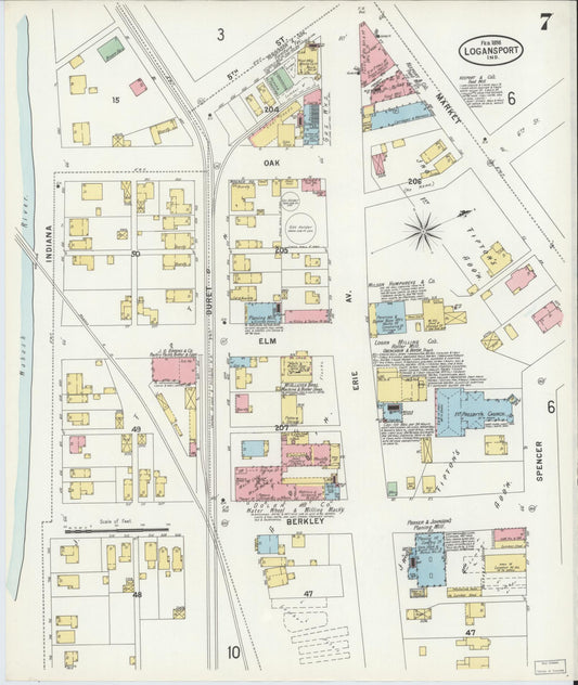 Sanborn Fire Insurance Map from Logansport, Cass County, Indiana (1898), Sheet #0007 - Historic Sanborn Fire Insurance Map Print, vintage old map wall art, antique decor, genealogy gift, Indiana Indiana map