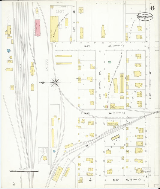Sanborn Fire Insurance Map from Washington, Washington County, Iowa (1902), Sheet #0006 - Historic Sanborn Fire Insurance Map Print, vintage old map wall art, antique decor, genealogy gift, Sanborn Fire Insurance Map from Washington Washington map
