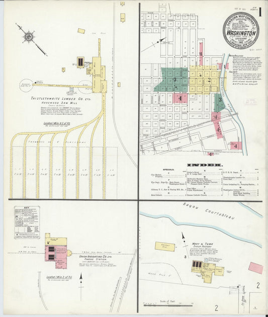 Sanborn Fire Insurance Map from Washington, Saint Landry Parish, Louisiana (1912), Sheet #0001 - Historic Sanborn Fire Insurance Map Print, vintage old map wall art, antique decor, genealogy gift, Washington Washington map