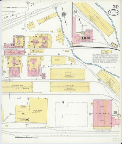 Sanborn Fire Insurance Map from Alton, Madison County, Illinois (1909), Sheet #0020 - Historic Sanborn Fire Insurance Map Print, vintage old map wall art, antique decor, genealogy gift, Illinois Illinois map