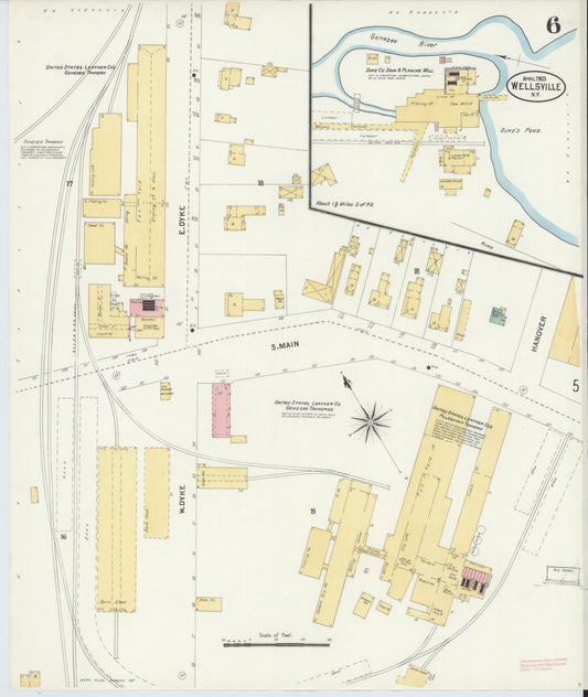 Sanborn Fire Insurance Map from Wellsville, Allegany County, New York (1903), Sheet #0006 - Historic Sanborn Fire Insurance Map Print, vintage old map wall art, antique decor, genealogy gift, New York New York map