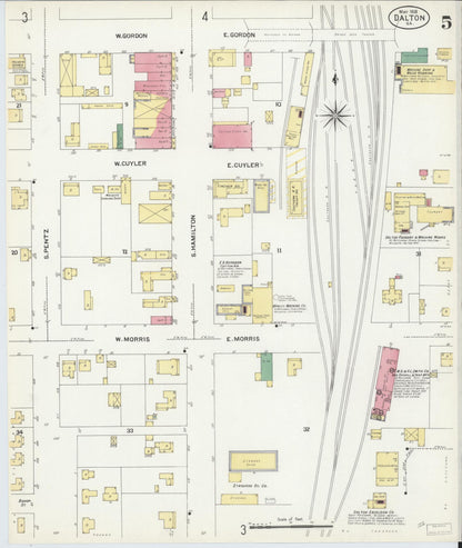 Sanborn Fire Insurance Map from Dalton, Whitfield County, Georgia (1908), Sheet #0005 - Complete Map Set gallery image, historic Sanborn map, vintage wall art, Georgia Georgia