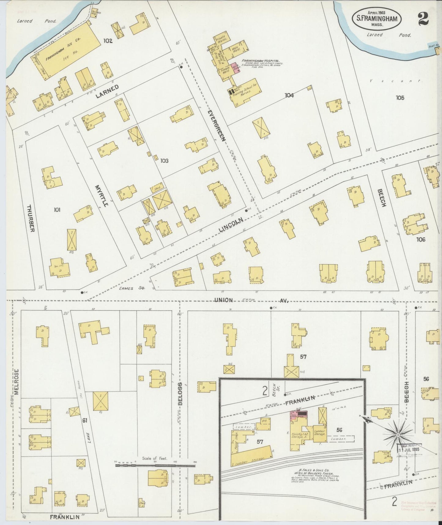 Sanborn Fire Insurance Map from South Farmington, Middlesex County, Massachusetts (1903), Sheet #0002 - Historic Sanborn Fire Insurance Map Print, vintage old map wall art, antique decor, genealogy gift, Massachusetts Massachusetts map