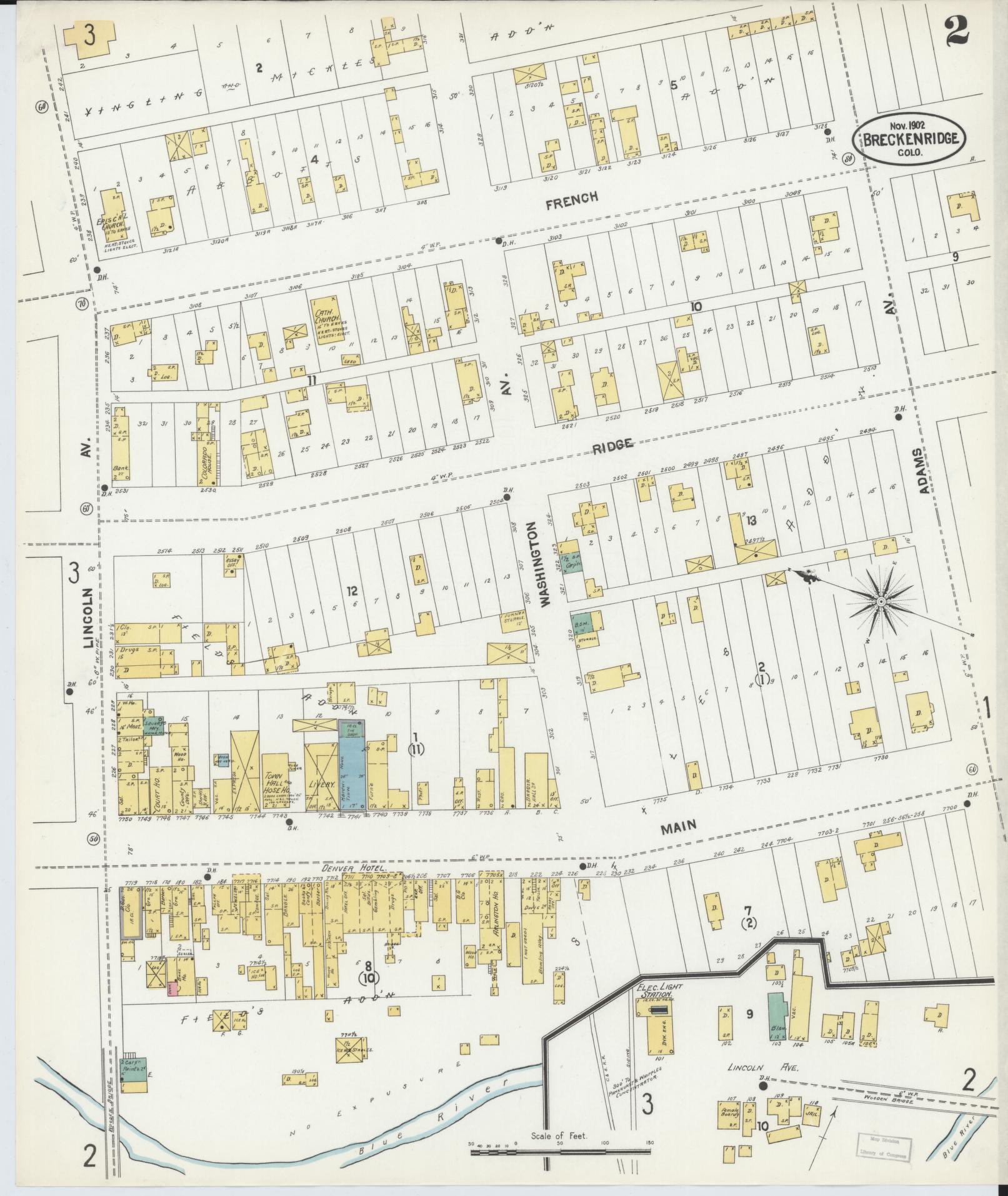 Sanborn Fire Insurance Map from Breckenridge, Summit County, Colorado (1902), Sheet #0002 - Complete Map Set gallery image, historic Sanborn map, vintage wall art, Colorado Colorado