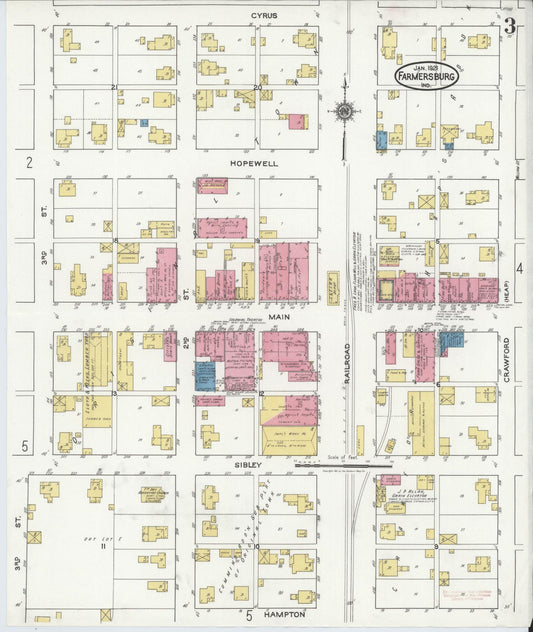 Sanborn Fire Insurance Map from Farmersburg, Sullivan County, Indiana (1921), Sheet #0003 - Historic Sanborn Fire Insurance Map Print, vintage old map wall art, antique decor, genealogy gift, Indiana Indiana map