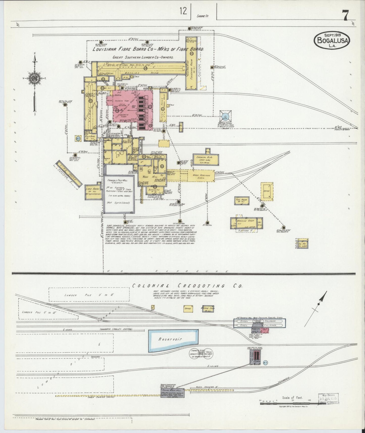 Sanborn Fire Insurance Map from Bogalusa, Washington Parish, Louisiana (1919), Sheet #0007 - Complete Map Set gallery image, historic Sanborn map, vintage wall art, Louisiana Louisiana