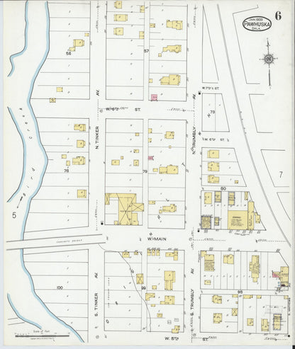Sanborn Fire Insurance Map from Pawhuska, Osage County, Oklahoma (1920), Sheet #0006 - Complete Map Set gallery image, historic Sanborn map, vintage wall art, Oklahoma Oklahoma