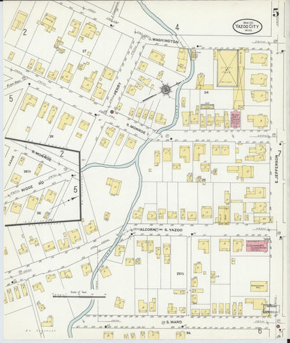 Sanborn Fire Insurance Map from Yazoo City, Yazoo County, Mississippi (1911), Sheet #0005 - Complete Map Set gallery image, historic Sanborn map, vintage wall art, Mississippi Mississippi