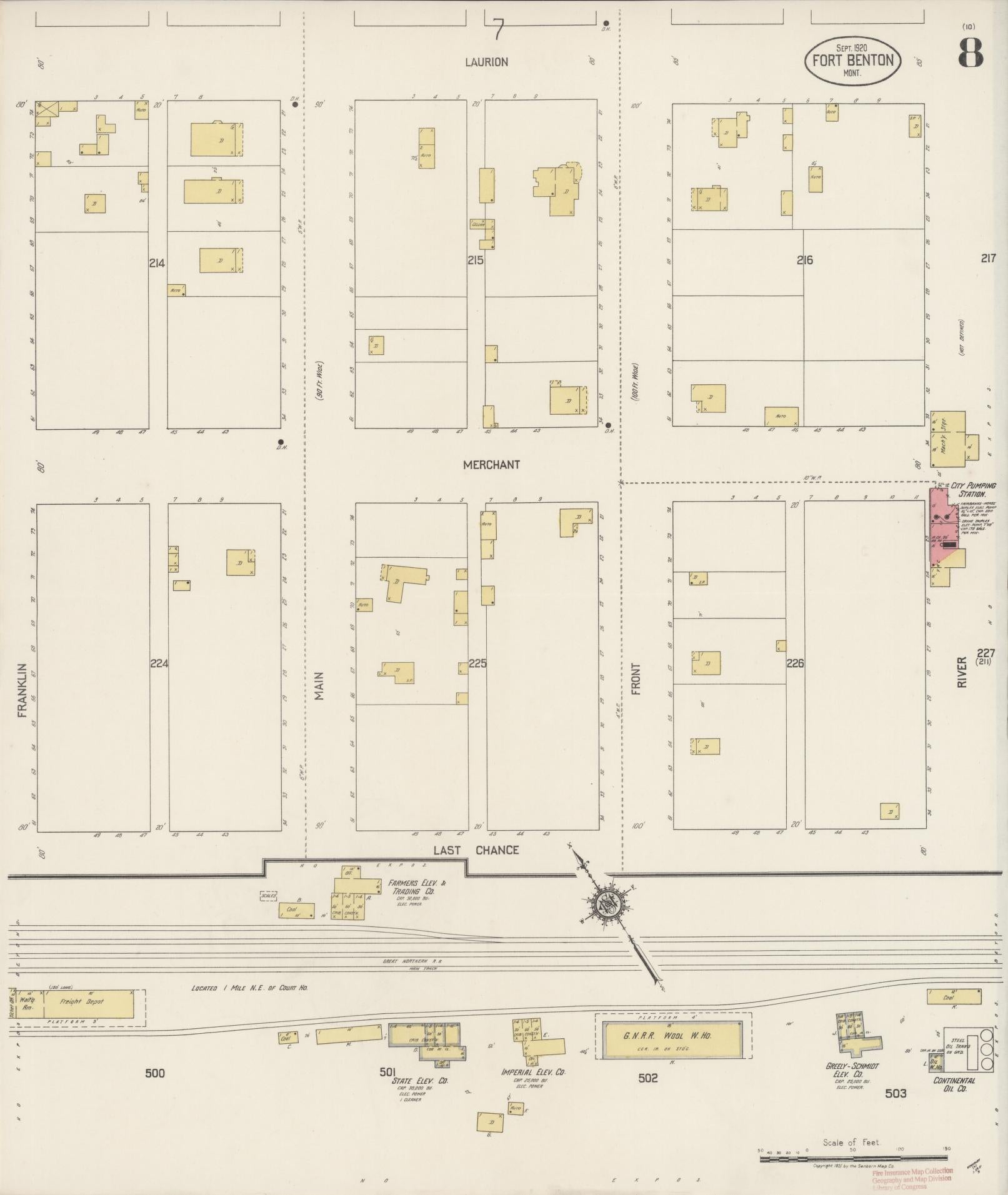 Sanborn Fire Insurance Map from Fort Benton, Chouteau County, Montana (1920), Sheet #0008 - Complete Map Set gallery image, historic Sanborn map, vintage wall art, Montana Montana