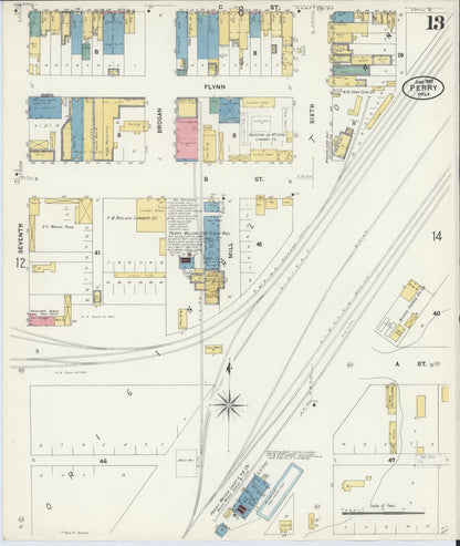 Sanborn Fire Insurance Map from Perry, Noble County, Oklahoma (1907), Sheet #0013 - Complete Map Set gallery image, historic Sanborn map, vintage wall art, Oklahoma Oklahoma
