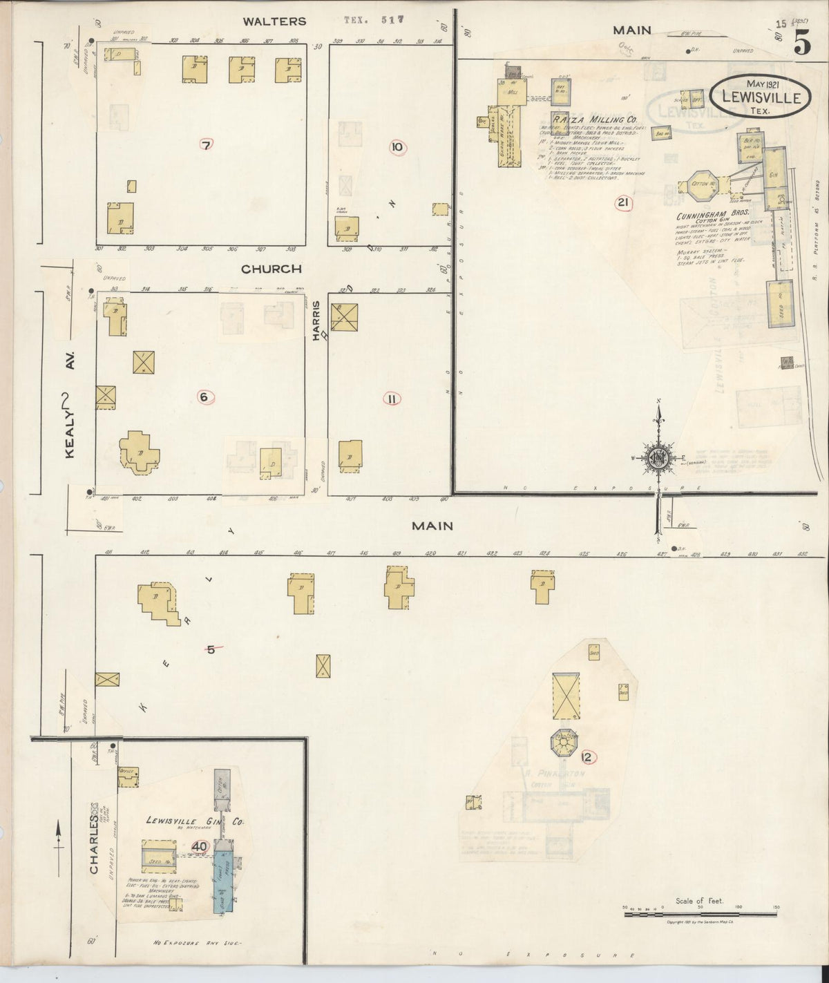 Sanborn Fire Insurance Map from Lewisville, Denton County, Texas (1934), Sheet #0005 - Complete Map Set gallery image, historic Sanborn map, vintage wall art, Texas Texas