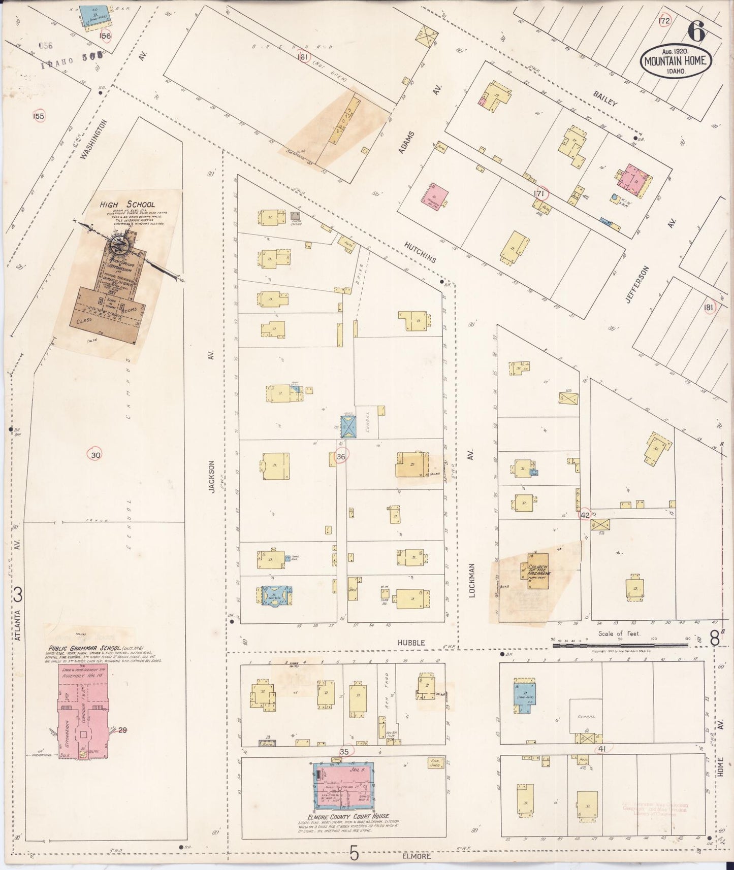 Sanborn Fire Insurance Map from Mountain Home, Elmore County, Idaho (1931), Sheet #0006 - Complete Map Set gallery image, historic Sanborn map, vintage wall art, Idaho Idaho