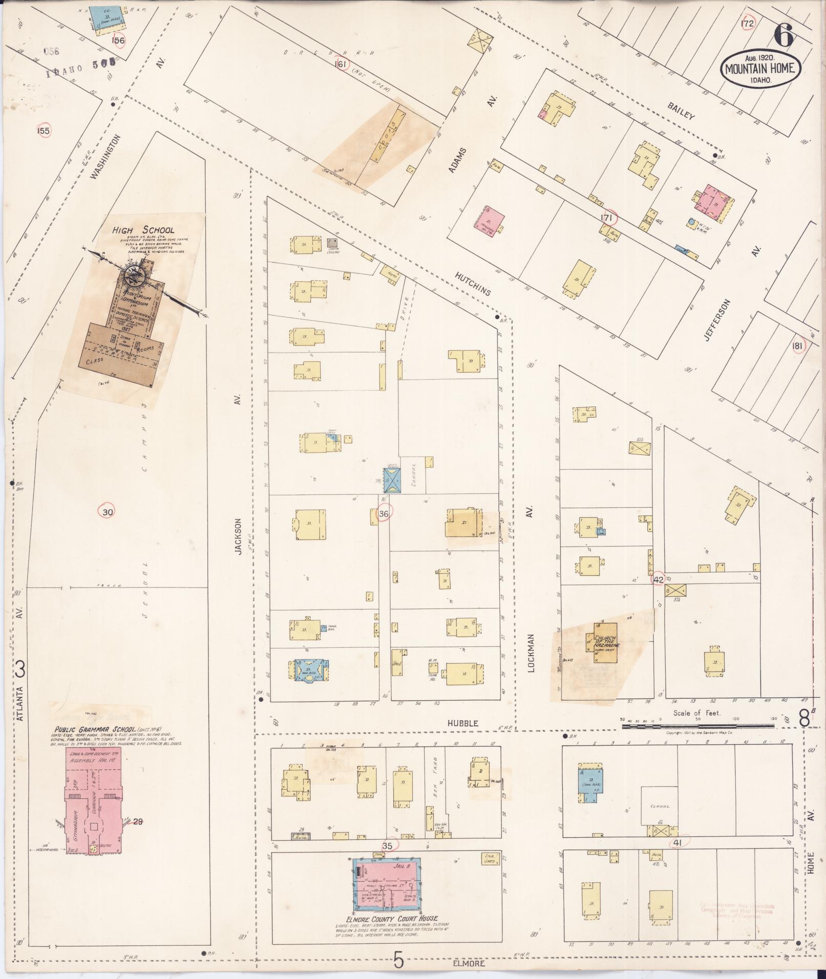 Sanborn Fire Insurance Map from Mountain Home, Elmore County, Idaho (1931), Sheet #0006 - Complete Map Set gallery image, historic Sanborn map, vintage wall art, Idaho Idaho