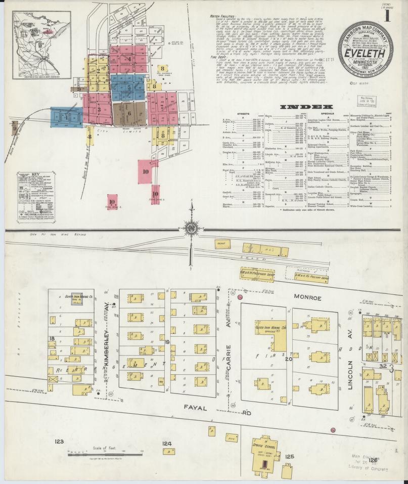 Sanborn Fire Insurance Map from Eveleth, Saint Louis County, Minnesota. (1921) – Map View
