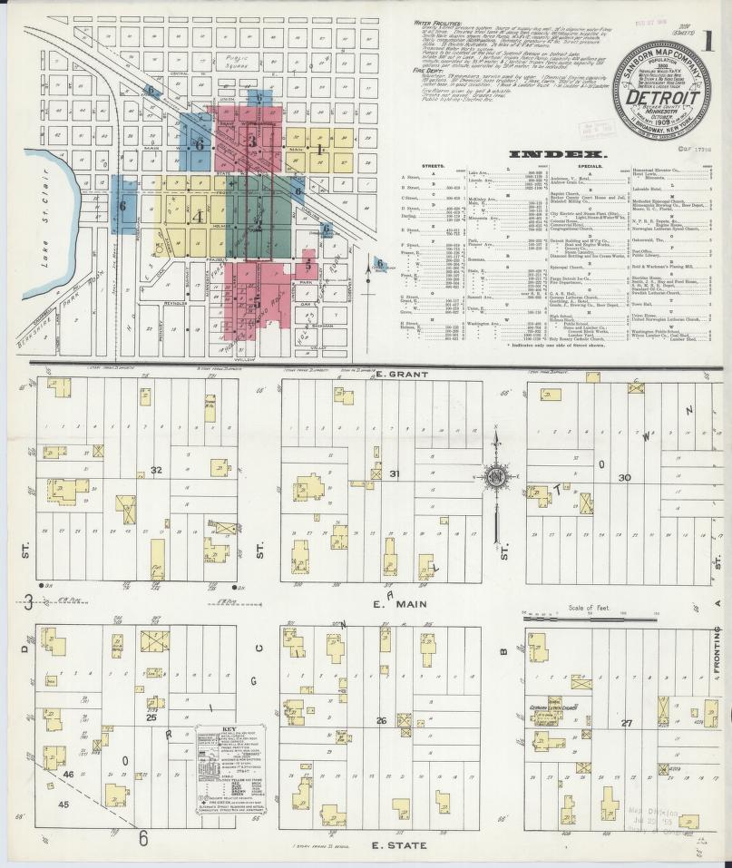Sanborn Fire Insurance Map from Detroit Lakes, Becker County, Minnesota. (1909) – Map View