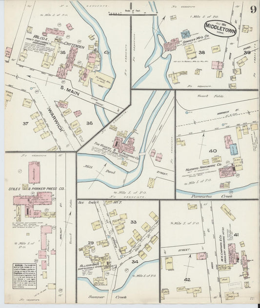 Sanborn Fire Insurance Map from Middletown, Middlesex County, Connecticut (1884), Sheet #0008 - Historic Sanborn Fire Insurance Map Print, vintage old map wall art, antique decor, genealogy gift, Connecticut Connecticut map