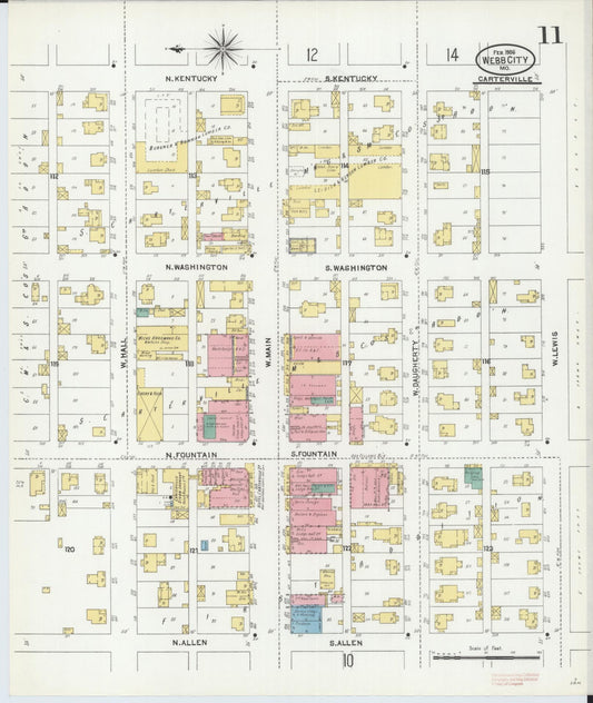 Sanborn Fire Insurance Map from Webb City, Jasper County, Missouri (1906), Sheet #0011 - Historic Sanborn Fire Insurance Map Print, vintage old map wall art, antique decor, genealogy gift, Missouri Missouri map