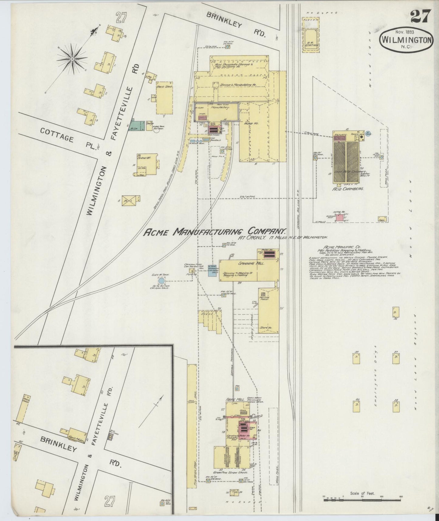 Sanborn Fire Insurance Map from Wilmington, New Hanover County, North Carolina (1893), Sheet #0027 - Complete Map Set gallery image, historic Sanborn map, vintage wall art, North Carolina North Carolina