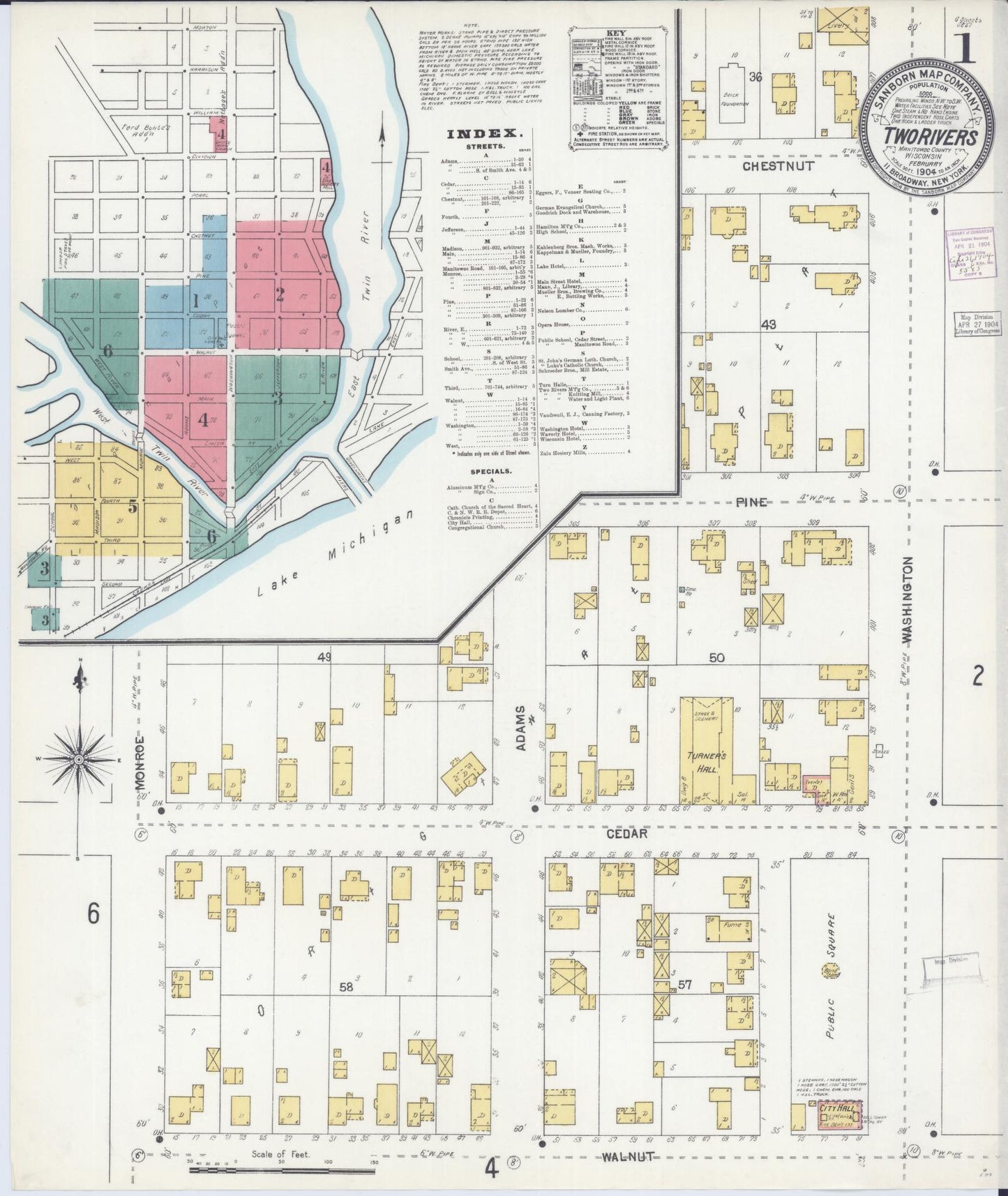 Two Rivers, Manitowoc County, Wisconsin (1904) – Sanborn Fire Insurance Map – Map View