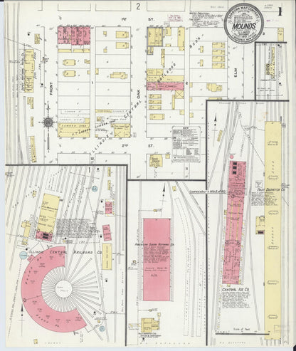 Sanborn Fire Insurance Map from Mounds, Pulaski County, Illinois (1910), Sheet #0001 - Complete Map Set gallery image, historic Sanborn map, vintage wall art, Illinois Illinois